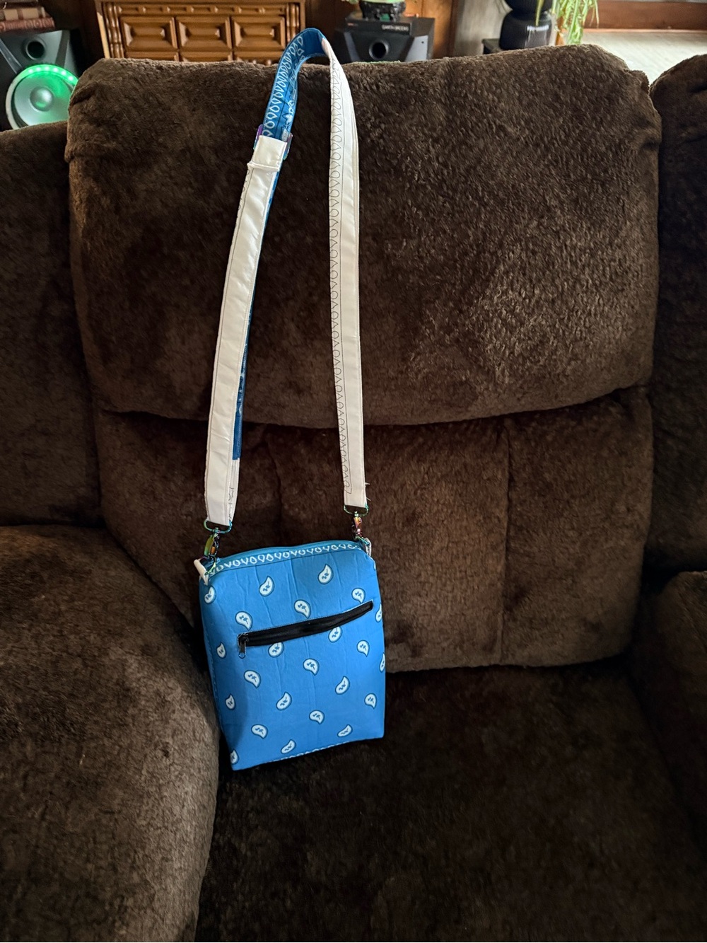 Blue Paisley Crossbody Bag - Unbranded
